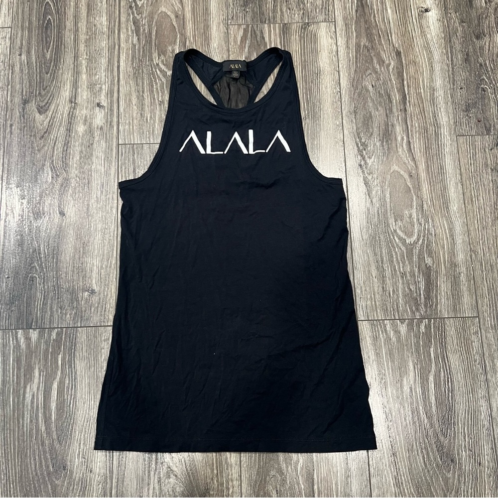 ALALA Black Logo Mesh Racerback Athletic Tank Top
